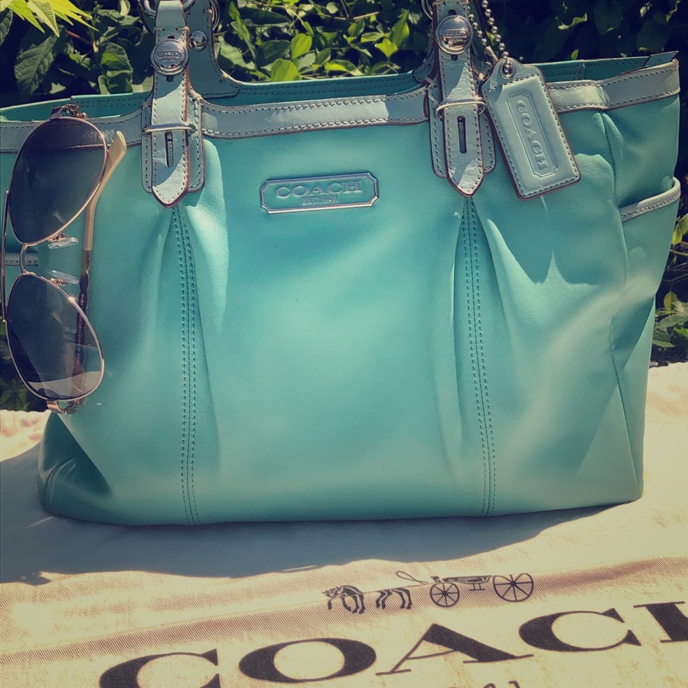 Tiffany Blue Coach Leather Handbag